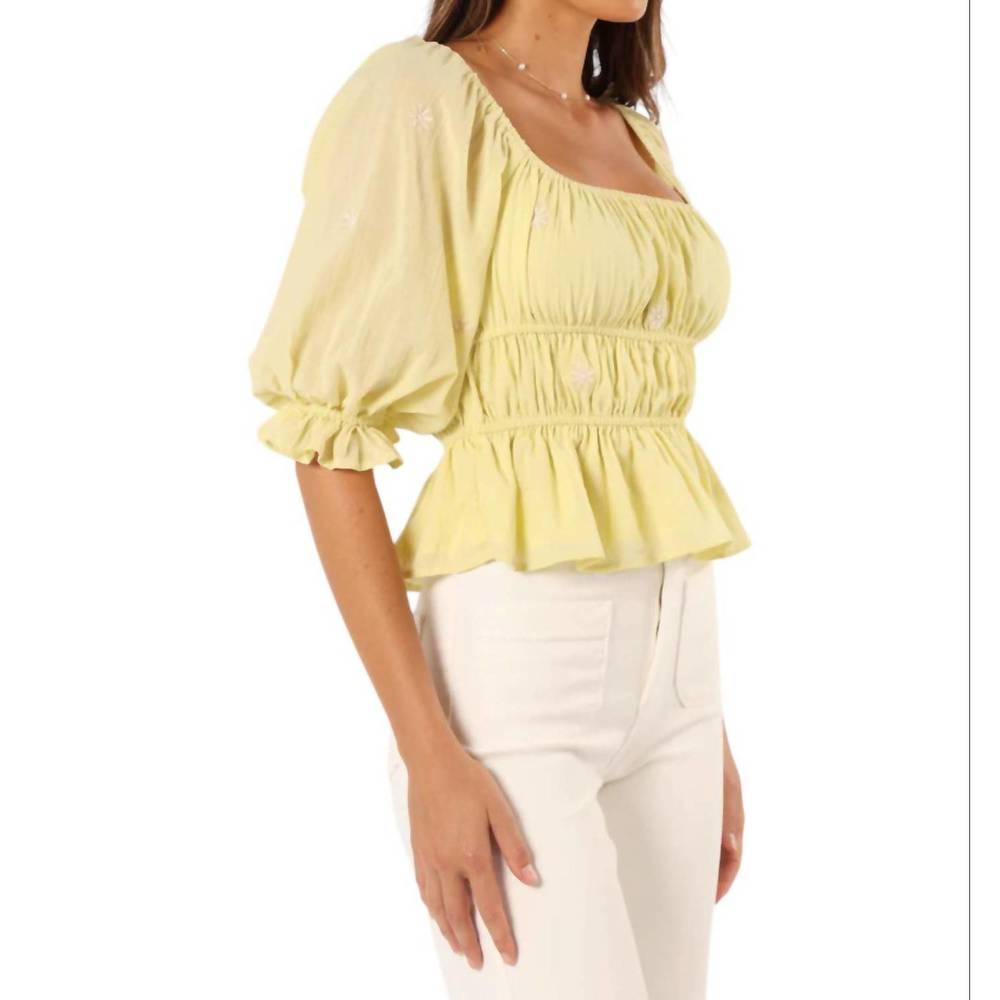 NEW BY TOGETHER rachel floral embroidered blouse in lime - Picture 3 of 5